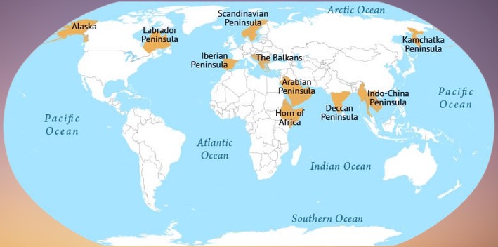 Important Peninsulas across the World