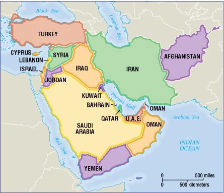 Kuwait in Middle East Map UPSC