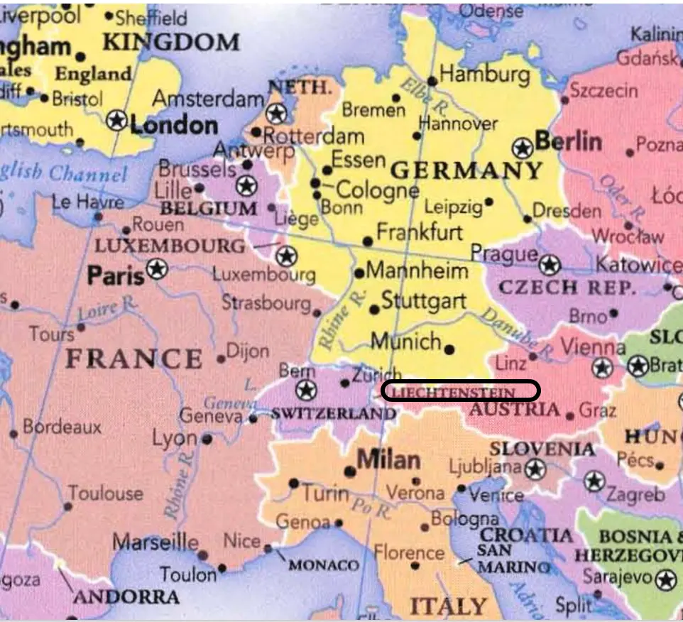 Liechtenstein doubly landlocked country map UPSC